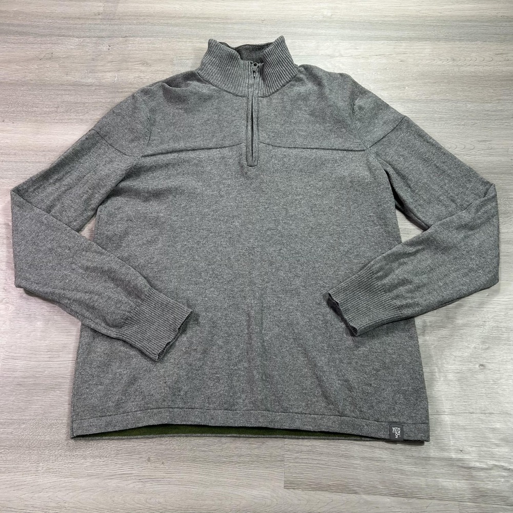 The North Face Sweater‎ Mens Medium Gray 1/4 Zip Mock Neck Knit Pullover